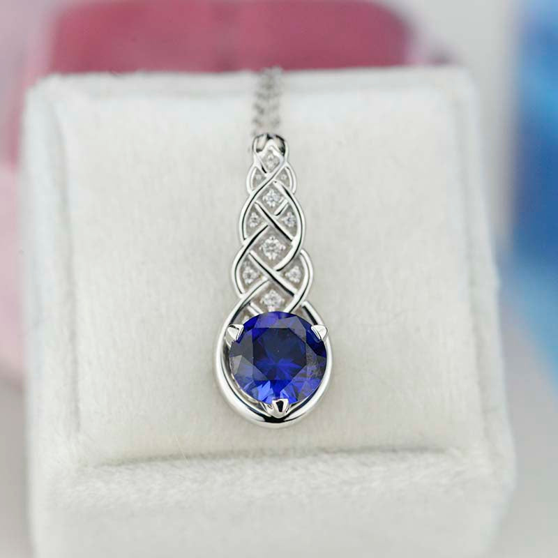 2 Carat Sapphire Diamond Pendants