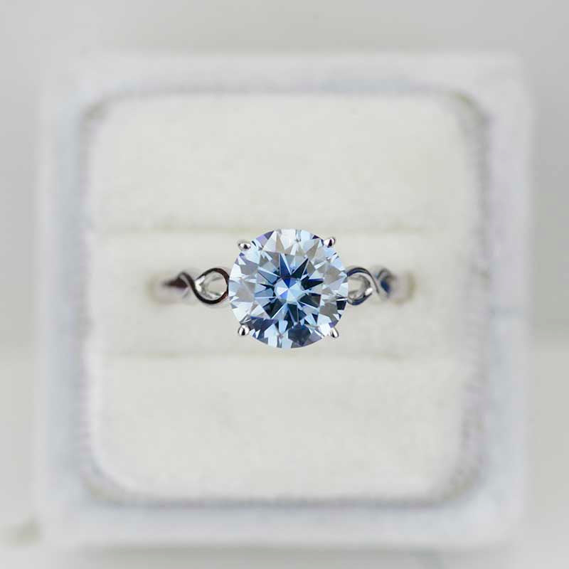 Giliarto 3 Carat Grey Gray Moissanite Stone 14K White Promissory  Gold Ring