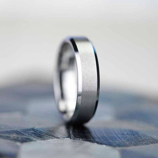 6mm Polished Matte Brushed Finish Tungsten Carbide  Wedding Band Ring