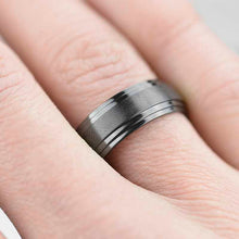 Load image into Gallery viewer, Black Titanium  Double Ridged Band
