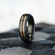 Load image into Gallery viewer, Black and Yellow Gold Color Tungsten Band
