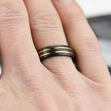 Load image into Gallery viewer, Black and Yellow Gold Color Tungsten Band
