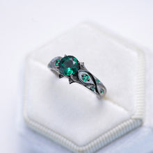 Load image into Gallery viewer, 14K Black Gold Emerald Celtic Engagement Ring
