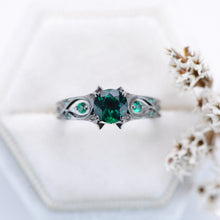 Load image into Gallery viewer, 14K Black Gold Emerald Celtic Engagement Ring

