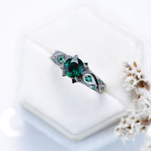 Load image into Gallery viewer, 14K Black Gold Emerald Celtic Engagement Ring
