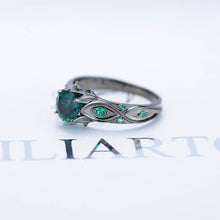 Load image into Gallery viewer, 14K Black Gold Emerald Celtic Engagement Ring
