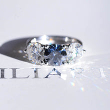 Load image into Gallery viewer, ''Courtney''  2 Carat Dark Gray Blue Moissanite Three Stones  Engagement Ring
