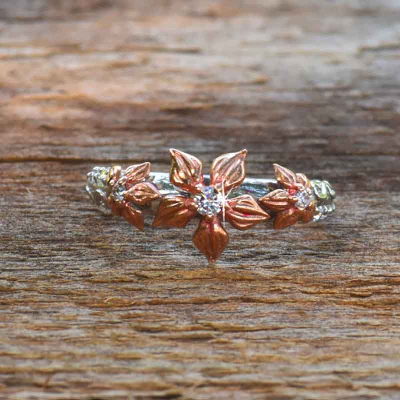 Diamond Floral Gold Ring