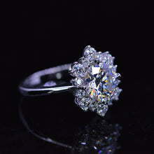 Load image into Gallery viewer, Snowflake Moissanite Ring/2.0ct Round Cut Moissanite Halo Ring/Solid 14K White Gold Ring
