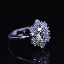 Load image into Gallery viewer, Snowflake Moissanite Ring/2.0ct Round Cut Moissanite Halo Ring/Solid 14K White Gold Ring
