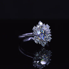 Load image into Gallery viewer, Snowflake Moissanite Ring/2.0ct Round Cut Moissanite Halo Ring/Solid 14K White Gold Ring
