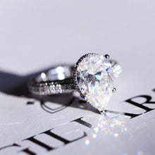 Load image into Gallery viewer, 4 Carat Pear Cut Giliarto Moissanite Hidden Halo Engagement Ring
