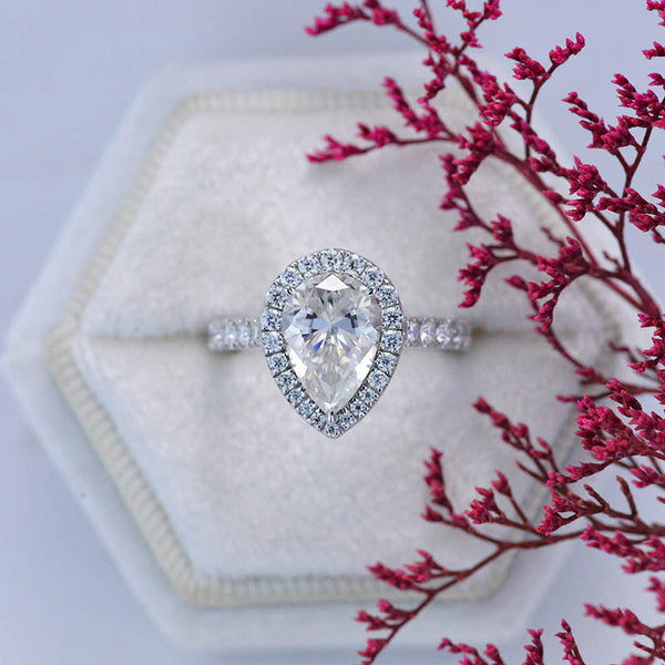 pear halo ring