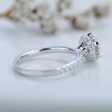 Load image into Gallery viewer, 2 Carat Round Moissanite Hidden Halo Engagement Ring, Four Prongs Moissanite Ring, Victorian 14K White Gold Ring
