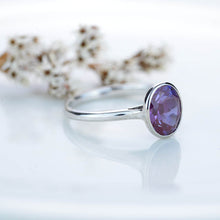 Load image into Gallery viewer, 3 Carat Oval Alexandrite  Bezel Set  Engagement Ring
