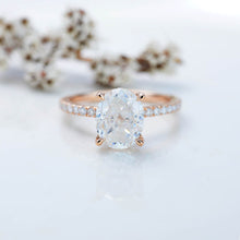 Load image into Gallery viewer, 2 Carat Moissanite Diamond Oval Cut Hidden Halo Rose Gold Engagement  Ring
