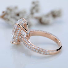 Load image into Gallery viewer, 8 Carat Oval Cut 14x10mm Giliarto Moissanite Hidden Halo Rose Gold Engagement Ring

