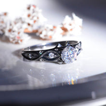 Load image into Gallery viewer, 14K Black Gold Moissanite Celtic Engagement Ring
