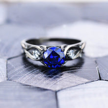 Load image into Gallery viewer, 14K Black Gold Sapphire Celtic Engagement Ring
