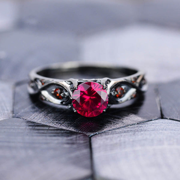 14K Black Gold Ruby Celtic Engagement Ring