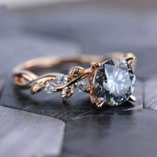 Load image into Gallery viewer, 2 Carat Gray Round Brilliant Cut Moissanite Floral Rose Gold Engagement Ring
