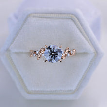 Load image into Gallery viewer, 2 Carat Gray Round Brilliant Cut Moissanite Floral Rose Gold Engagement Ring
