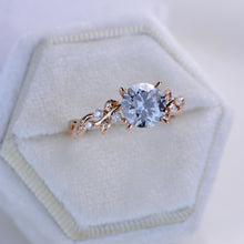 Load image into Gallery viewer, 2 Carat Gray Round Brilliant Cut Moissanite Floral Rose Gold Engagement Ring
