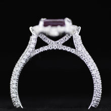 Load image into Gallery viewer, 3Ct Alexandrite Engagement Ring Halo Emerald Step Cut Alexandrite  Engagement Ring
