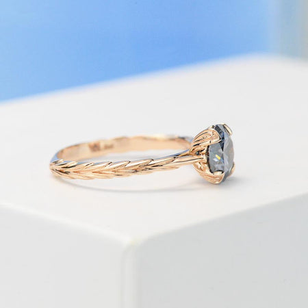 2 Carat Gray Moissanite  Engagement Ring