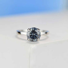 Load image into Gallery viewer, 2 Carat Dark Gray Blue Moissanite Four  Prongs Engagement Ring
