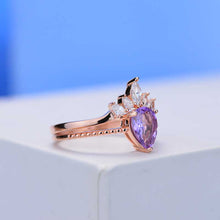 Load image into Gallery viewer, Pear Cut Genuine Amethyst Ring- Two Ring Set
