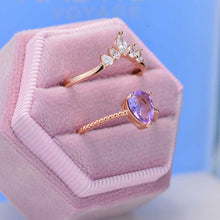 Load image into Gallery viewer, Pear Cut Genuine Amethyst Ring- Two Ring Set
