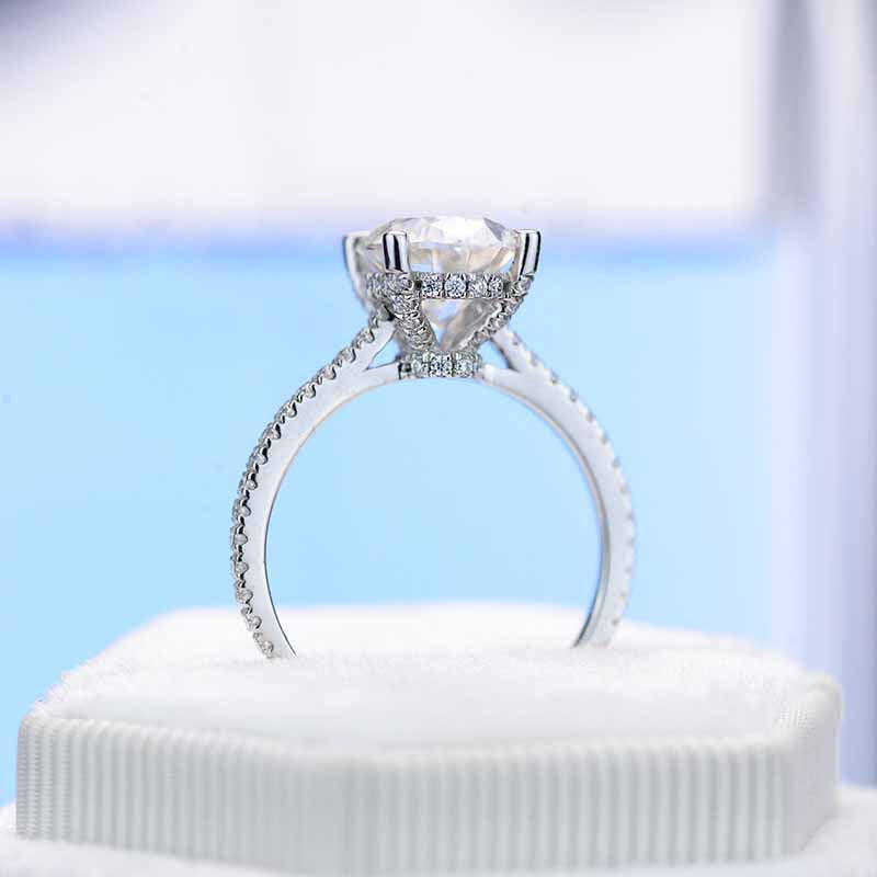 3 Carat Oval Giliarto Moissanite Hidden Halo Engagement Ring