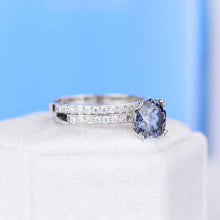 Load image into Gallery viewer, 2 Carat Dark Gray-Blue Moissanite  Engagement Eternity Two Rings Set
