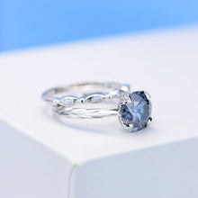 Load image into Gallery viewer, 2 Carat Gray Blue Moissanite  Engagement Eternity Gold Rings Set
