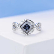 Load image into Gallery viewer, 2 Carat Dark  Grey Gray  Blue Princess Cut Moissanite Stone 14K White Gold Ring
