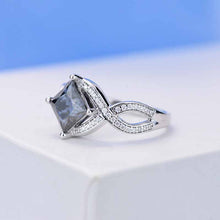 Load image into Gallery viewer, 2 Carat Dark  Grey Gray  Blue Princess Cut Moissanite Stone 14K White Gold Ring
