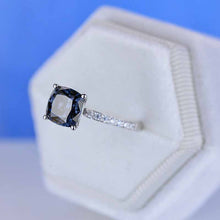 Load image into Gallery viewer, 2 Carat Dark  Grey Gray  Blue Cushion Cut Moissanite Stone 14K White Gold Ring
