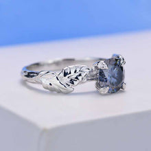 Load image into Gallery viewer, 2 Carat Dark Gray Blue  Moissanite Twig  Engagement Ring
