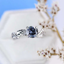Load image into Gallery viewer, 2 Carat Dark Gray Blue  Moissanite Twig  Engagement Ring
