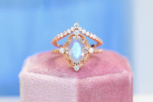 Rose Gold Plated Silver Dainty Natural Moonstone Ring, 1ct Round Cut Moonstone Ring
