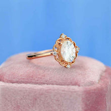 Load image into Gallery viewer, 14K White Gold 1.5 Carat Oval Moissanite Halo Engagement Ring Eternity Ring
