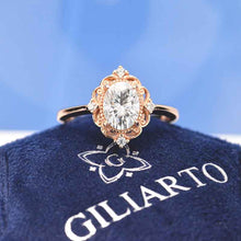 Load image into Gallery viewer, 14K White Gold 1.5 Carat Oval Moissanite Halo Engagement Ring Eternity Ring
