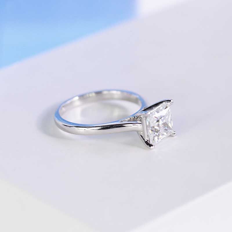 8x8mm Princess Cut Moissanite Diamond  White Gold Giliarto Engagement Ring