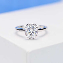 Load image into Gallery viewer, 3 Carat Oval Giliarto Moissanite Bezel Set  Engagement Ring
