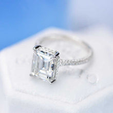 Load image into Gallery viewer, 5 Carat Giliarto Emerald Cut Moissanite Hidden Halo Engagement Ring
