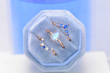 Load image into Gallery viewer, Rose Gold Plated Silver Dainty Natural Moonstone Ring Set, 2ct Oval Cut Moonstone Vintage Ring Set, Rose Gold Ring Unique Curved  Ring
