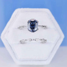 Load image into Gallery viewer, 3 Carat Oval Gray Moissanite  Engagement Eternity Gold Rings Set
