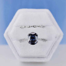 Load image into Gallery viewer, 3 Carat Oval Gray Moissanite  Engagement Eternity Gold Rings Set
