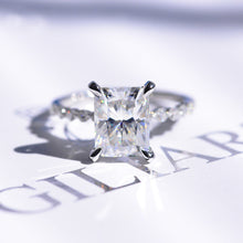 Load image into Gallery viewer, 3Ct Moissanite Engagement Ring, Solitaire Radiant Cut Moissanite Engagement Ring, Moissanite Classic Engagement Ring
